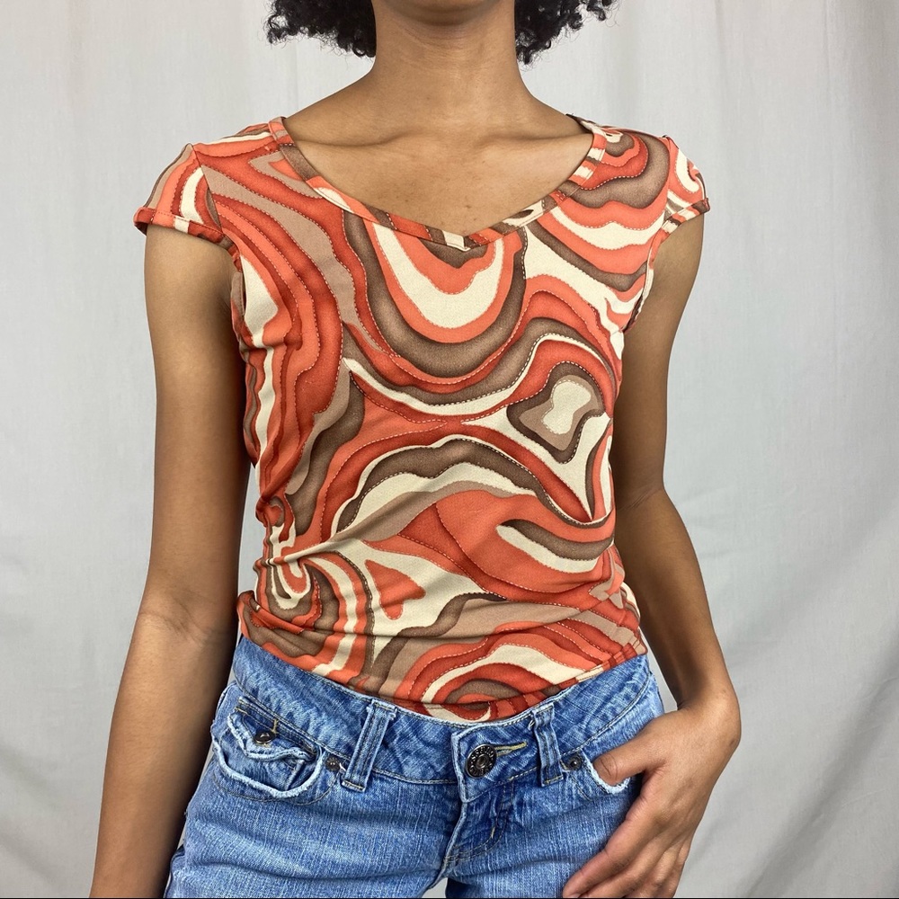 Charlotte Russe Early 2000s Orange Short Sleeve Top